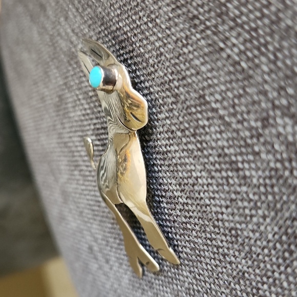 Adorable Native American Navajo Handmade Turquoise & Sterling Burro Brooch ♥️🫏 - Picture 12 of 13